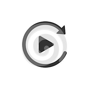 Video play button like simple replay icon isolated