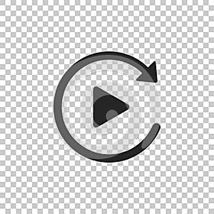 Video play button like simple replay icon isolated on transparent background photo