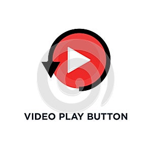 video play button like simple replay icon, symbol style trend modern red logotype graphic design concept of watching on streaming