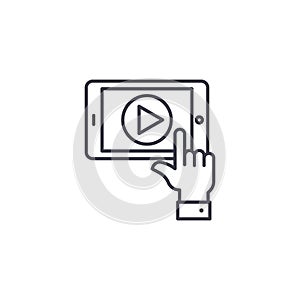 Video playback linear icon concept. Video playback line vector sign, symbol, illustration.