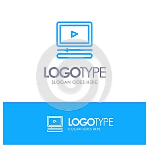 Video, Player, Audio, Mp3, Mp4 Blue outLine Logo with place for tagline