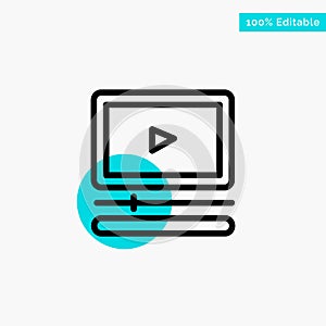 Video, Player, Audio, Mp3, Mp4 turquoise highlight circle point Vector icon