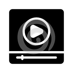 Video player glyph vector icon