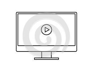 Video player icon on the monitor vector illustration