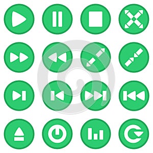 Video player icon set green