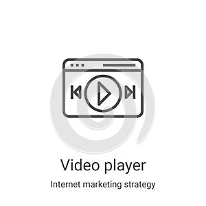 video player icon vector from internet marketing strategy collection. Thin line video player outline icon vector illustration.