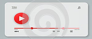 A video player interface with a play button and a progress bar on a grey background video player interface with a