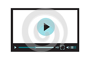 Video player interface for web site design or mobile application. Vector illustration on white