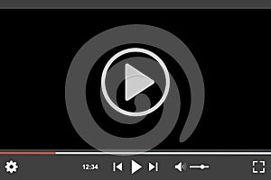 Video player. Multimedia player social media. Video player interface template for web and mobile apps â€“ for stock