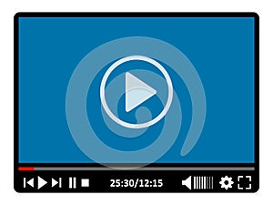 Video player. Multimedia player social media. Video player interface template for web and mobile apps â€“ for stock