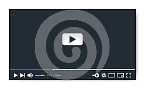 Video Player screen template. Social media, web, mobile Interface mockup ui ux. Media app display. Multimedia viewer access.