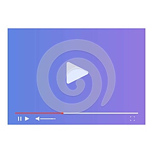 Video player showing streaming bar playing button and progress bar