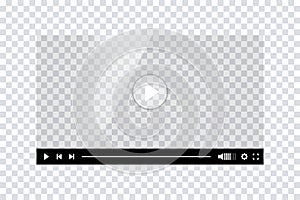 Video player template interface. Blank mockup video player web UI design. Stock vector
