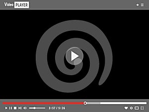 Video player template interface for web and mobile apps. Black screen with the Start icon.