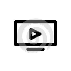 Video player or tv player sign and symbol for website design or template design. Vector icon