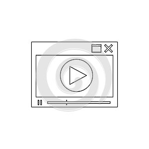 Video player for web icon. Element of media for mobile concept and web apps illustration. Thin line icon for website design and de photo