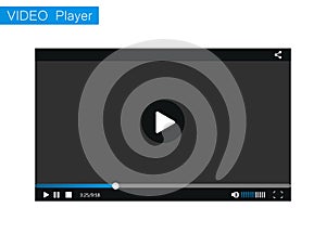 Video player for web, illustration. Mockup, tamplate