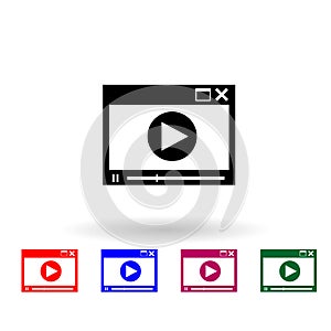 Video player for web multi color icon. Simple glyph, flat  of media icons for ui and ux, website or mobile application
