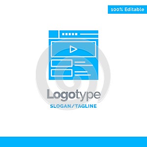 Video, Video Player, Web, Website Blue Solid Logo Template. Place for Tagline