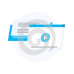 Video player in the window on white background vector