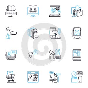 Video production linear icons set. Cinematography, Editing, Pre-production, Post-production, Storyboarding