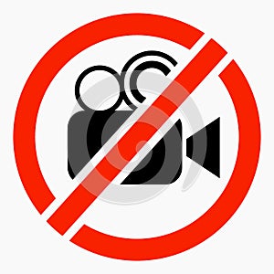 Video prohibition icon. No filming