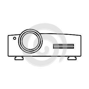 Video projector cinema vector illustration equipment icon outline. Film movie video projector black line sign. Entertainment media