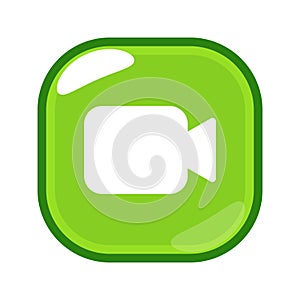 video record camera flat green icon design