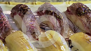Video seared flounder, flatfish and wagyu beef aburi nigiri sushi