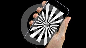 Video of smartphone with black and white patterns