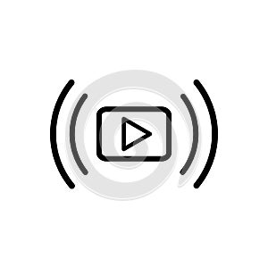 Video stream outline icon vector online education topic with video stream concept live streaming and media meaning symbol for your