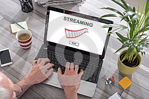 Video streaming concept on a laptop