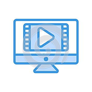 Video Streaming icon in blue style about multimedia for any projects