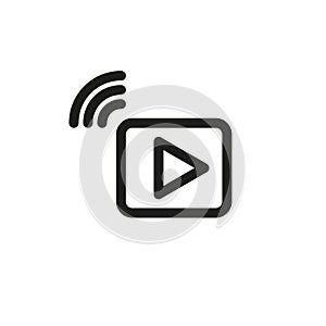 Video streaming icon. Simple linear vector illustration on a white background