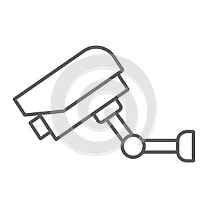 Video surveillance thin line icon, electronic
