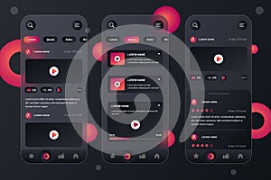 Video tube neumorphic elements kit for mobile app