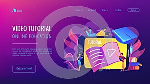 Video tutorial concept landing page.