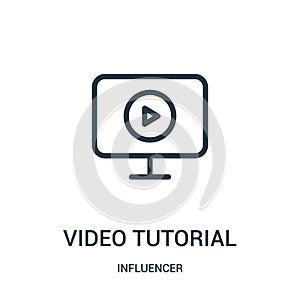 video tutorial icon vector from influencer collection. Thin line video tutorial outline icon vector illustration