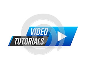 Video tutorial icon on white background.