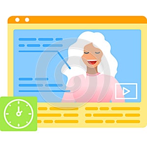 Video tutorial icon woman teaching online vector