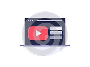 Video tutorial on laptop vector icon