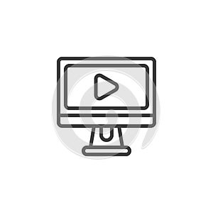 Video tutorial line icon