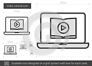 Video tutorial line icon.