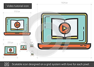 Video tutorial line icon.