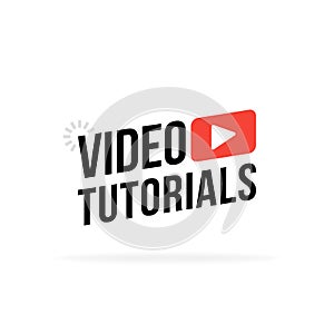 Video tutorial vector icon. Webinar training online video tutorial marketing flat media