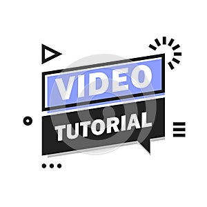 Video tutorial vector icon. Webinar training online video tutorial marketing flat media