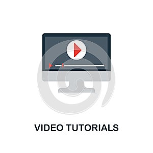 Video Tutorials flat icon. Monochrome style design from online education icon collection. UI and UX. Pixel perfect flat video tuto