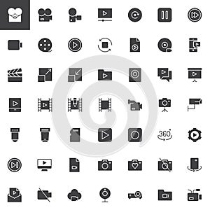Video universal vector icons set