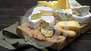 Video of various types of cheese - parmesan, brie, roquefort