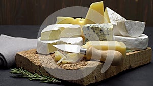 Video of various types of cheese - parmesan, brie, roquefort